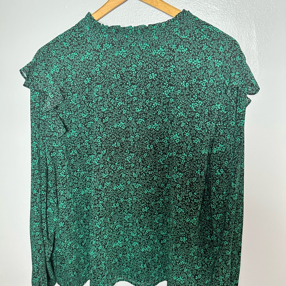 J.Crew Green Floral Blouse Flutter Women’s Plus 3X - Picture 3 of 8